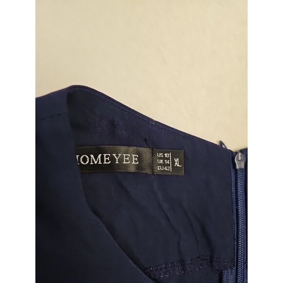 Womens Size 10 Fit-and-Flare Dress Blue Sleeveless Homeyee Zip Back Event New - Picture 4 of 8